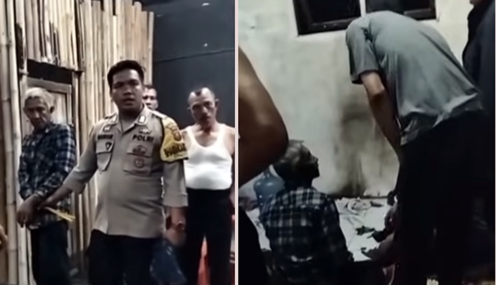 Suami (baju kotak-kotak) yang membakar istrinya di Padang Lawas Utara hingga meninggal dunia, akibat konflik rumah tangga.