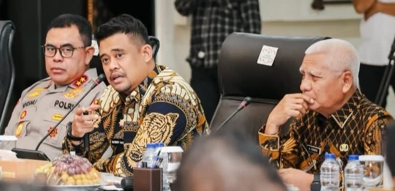 TPID Provinsi Sumatera Utara menggelar High Level Meeting bersama TPID kabupaten/kota se-Sumut dalam rangka pengendalian inflasi menjelang Ramadan dan Idul Fitri 2026 di Aula Raja Inal Kantor Gubernur