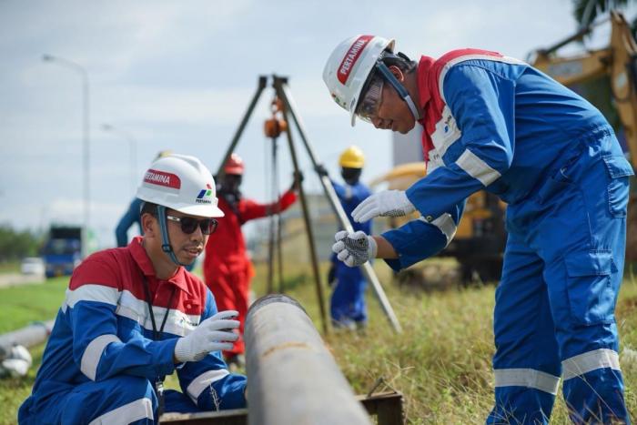 Infrastruktur pipa gas Pertagas yang menyalurkan gas bumi ke Kawasan Ekonomi Khusus Sei Mangkei, Kabupaten Simalungun. 