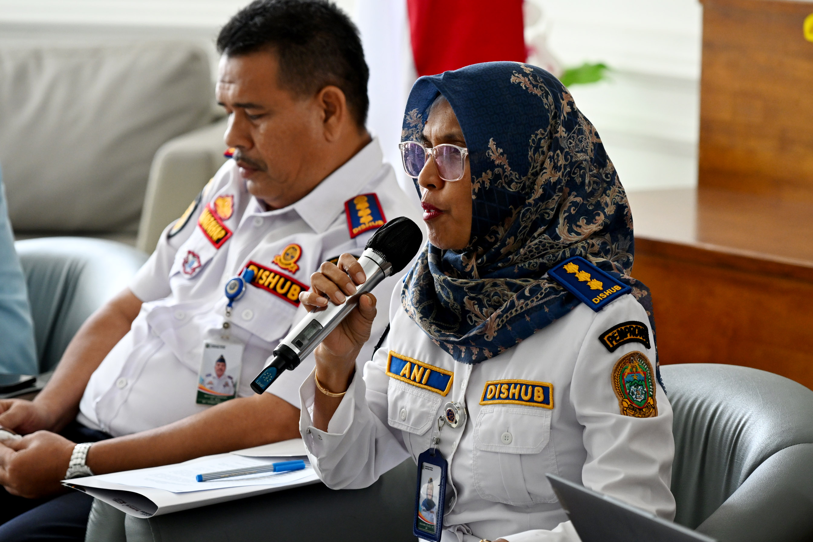 Dinas Perhubungan Pemerintah Provinsi Sumatera Utara memberikan keterangan pers terkait program mudik gratis dan kesiapan jalur aman pulang kampung di Lobby Dekranasda Kantor Gubernur Sumut, Medan.