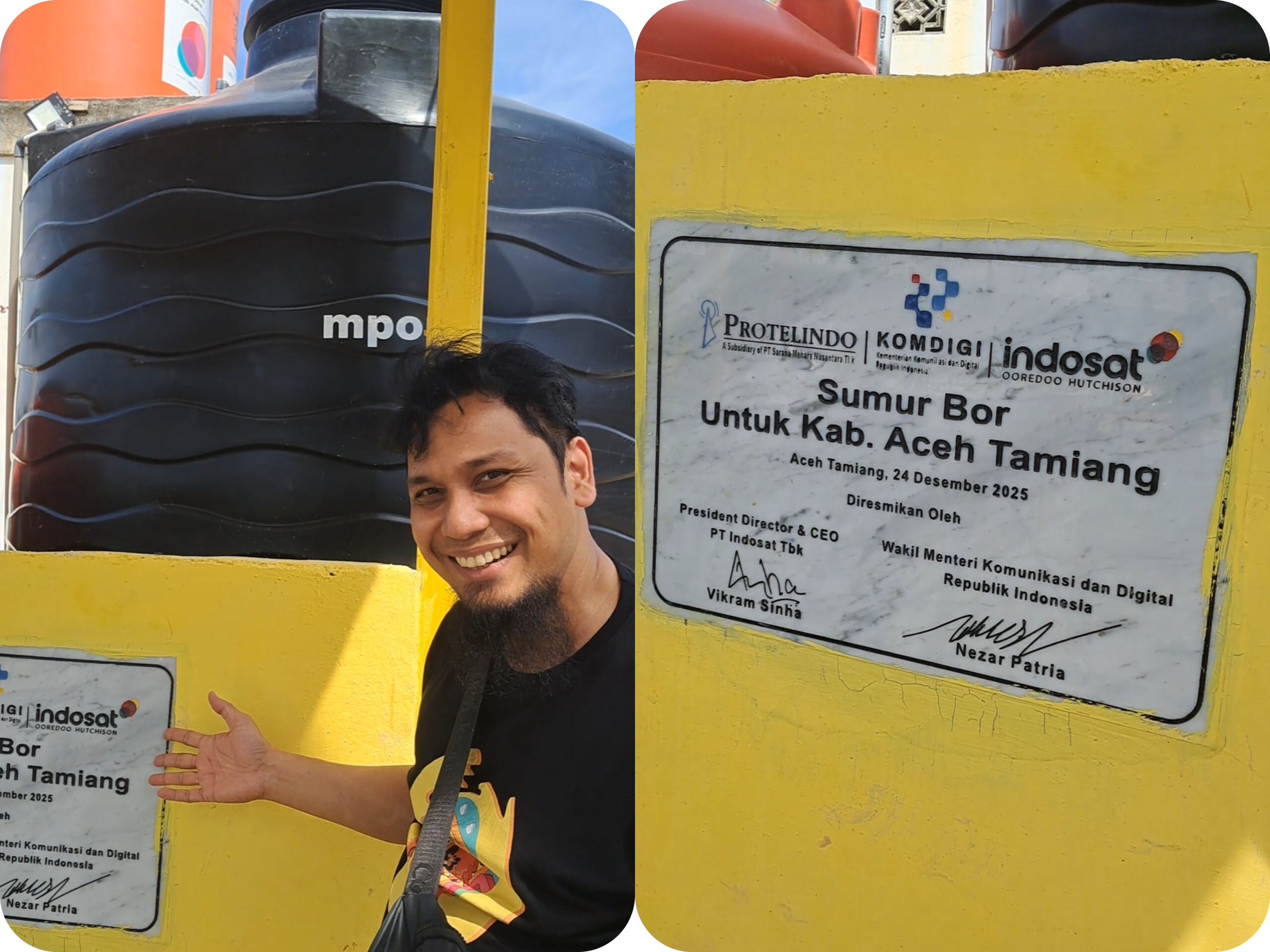 Sumur bor artesis sedalam 70 meter yang dibangun Indosat Ooredoo Hutchison di area Masjid Darussalam, Aceh Tamiang, menjadi sumber air bersih bagi warga pascabanjir yang sebelumnya kesulitan.