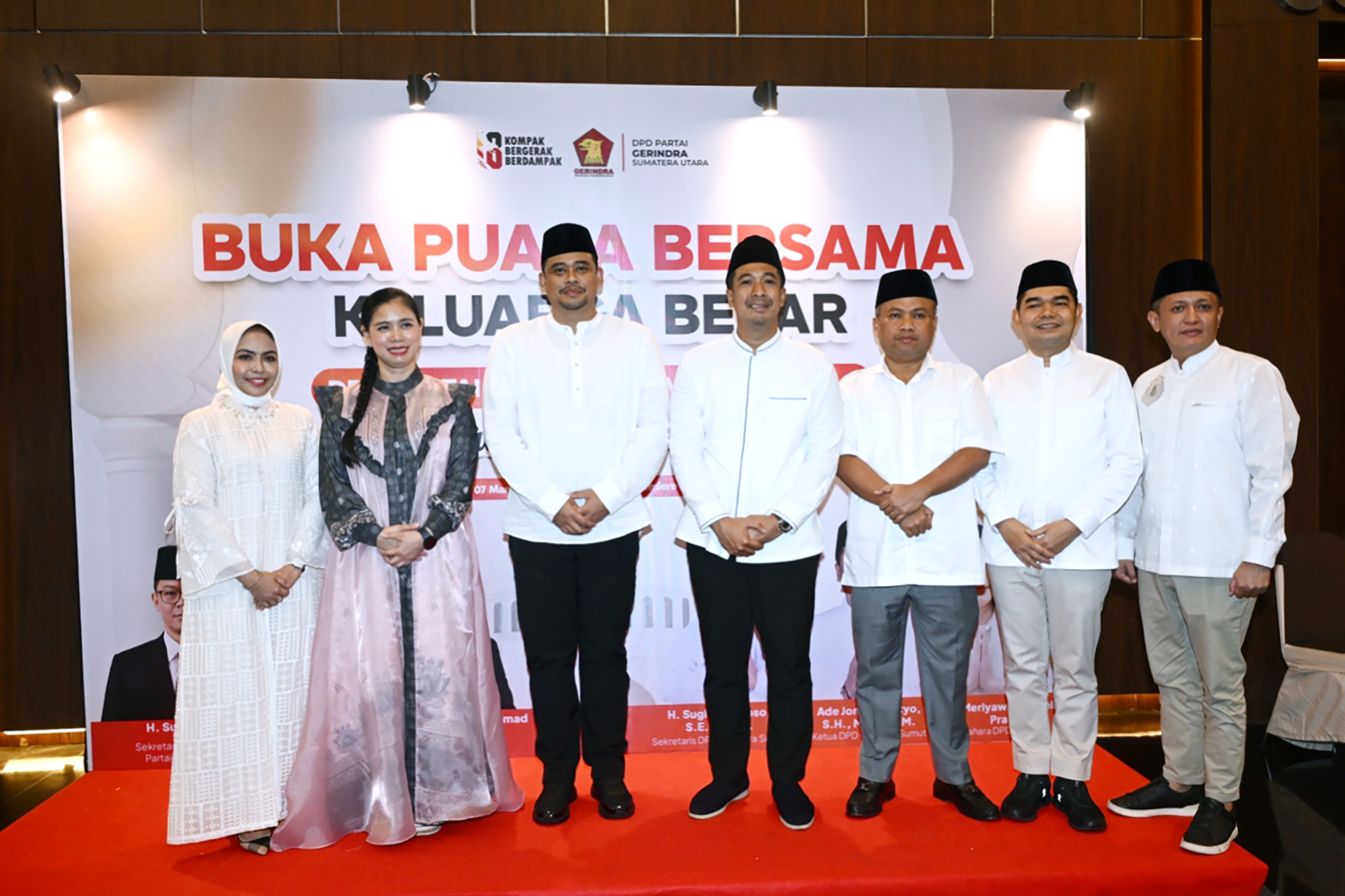 Gubernur Sumatera Utara Muhammad Bobby Afif Nasution menghadiri buka puasa bersama keluarga besar Partai Gerakan Indonesia Raya Sumut di Santika Premiere Dyandra Hotel, Jalan Kapten Maulana Lubis.