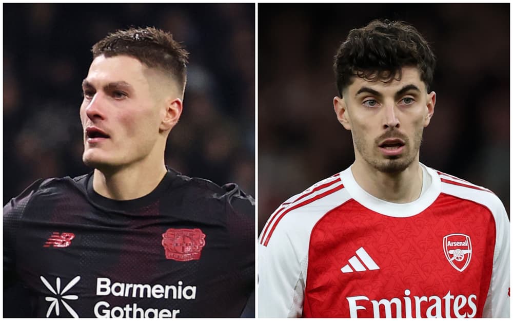 Patrik Schick dan Kai Havertz jadi ujung tombak Bayer Leverkusen saat hadapi Arsenal di leg pertama 16 besar Liga Champions 2025/2026.