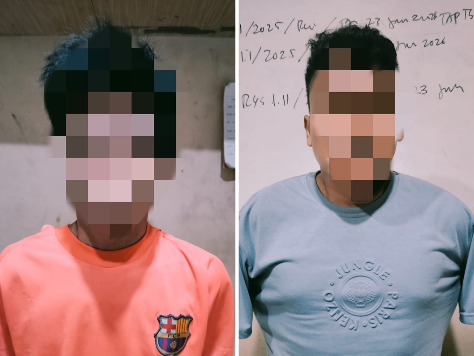 Petugas Polres Pelabuhan Belawan mengamankan dua pelaku penganiayaan menggunakan parang yang sempat viral di kawasan Belawan.