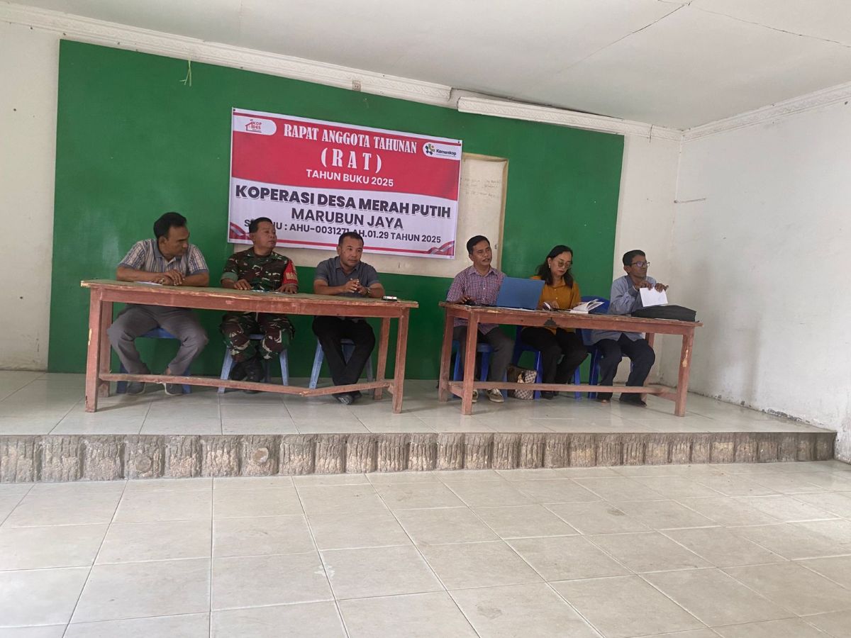 Rapat Anggota Tahunan KDMP Marubun Jaya pada Selasa (17/3/2026) di Harungguan Kantor Pangulu.
