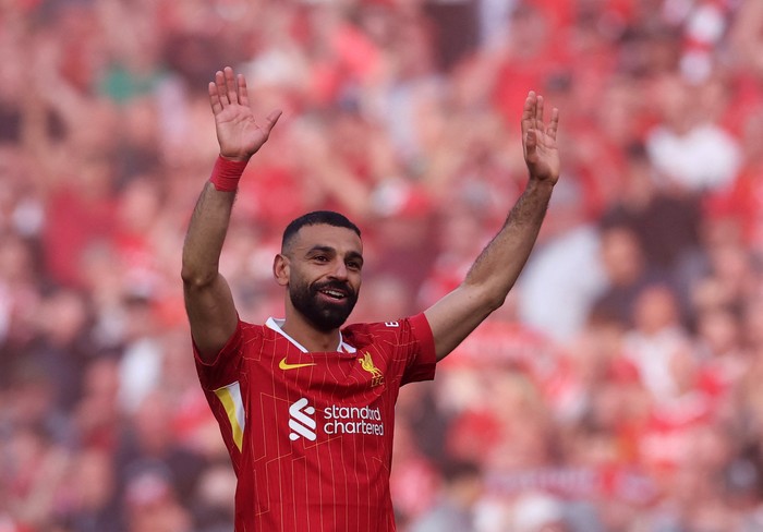 Mohamed Salah saat membela Liverpool, yang dipastikan akan meninggalkan klub lebih cepat pada musim panas 2026.