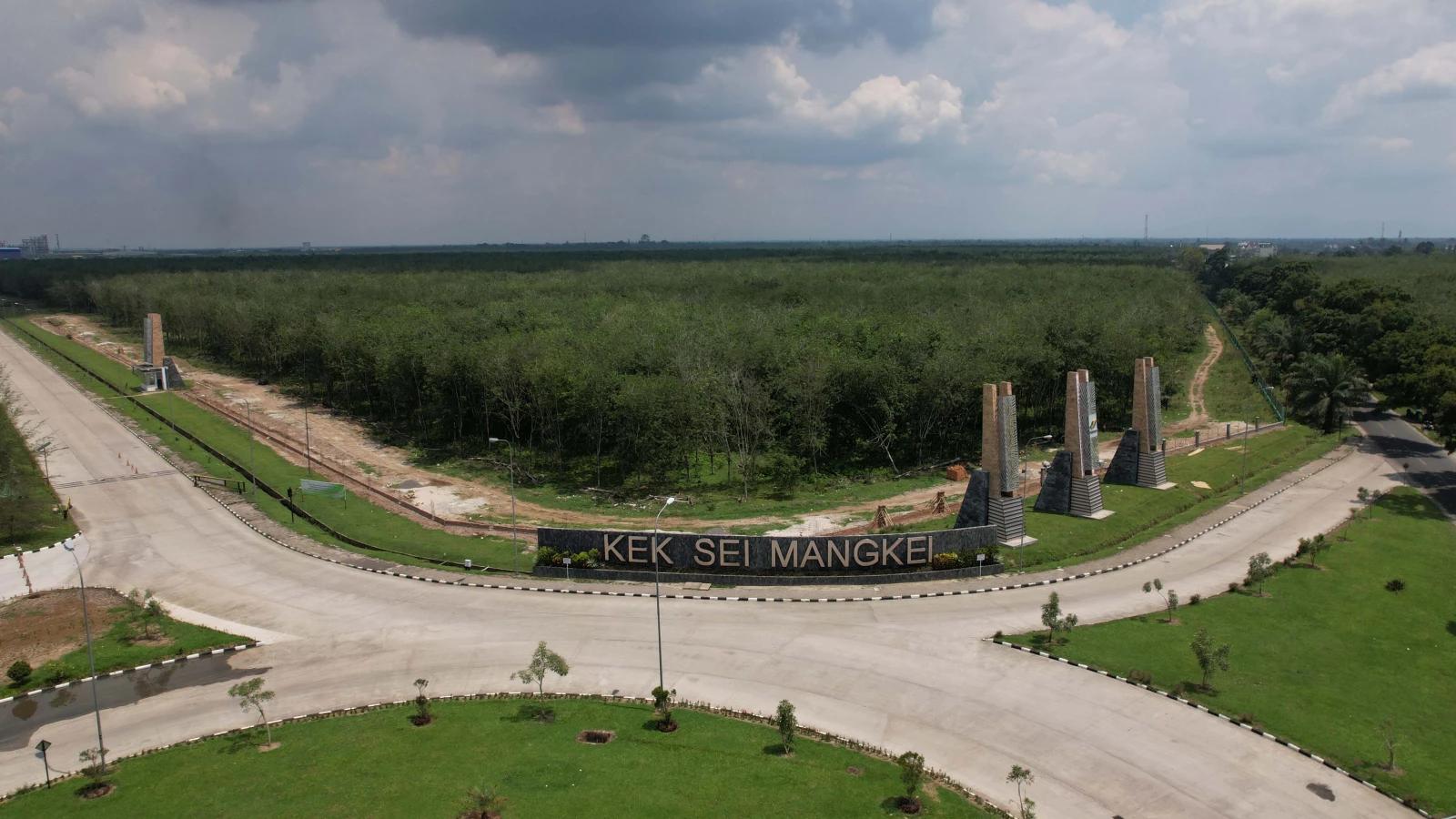Kawasan KEK Sei Mangkei di Simalungun yang akan menjadi lokasi pembangunan pabrik sawit terpadu PalmCo untuk mendukung hilirisasi industri.