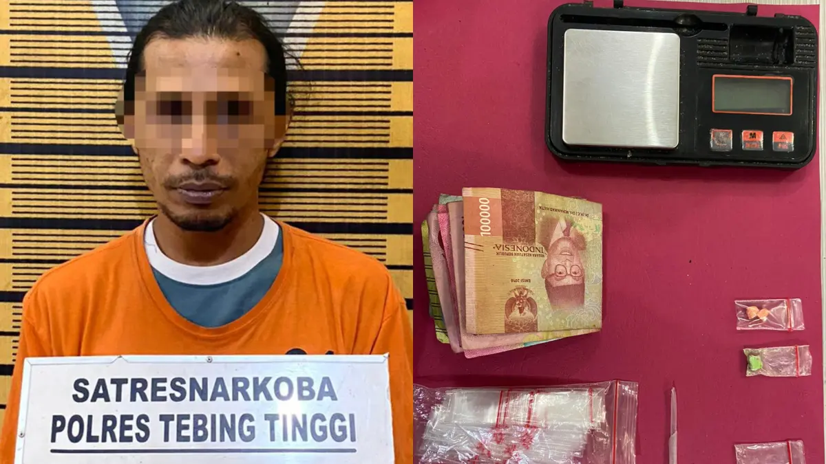 Residivis kasus narkoba yang ditangkap Satresnarkoba Polres Tebing Tinggi bersama barang bukti sabu dan pil ekstasi.