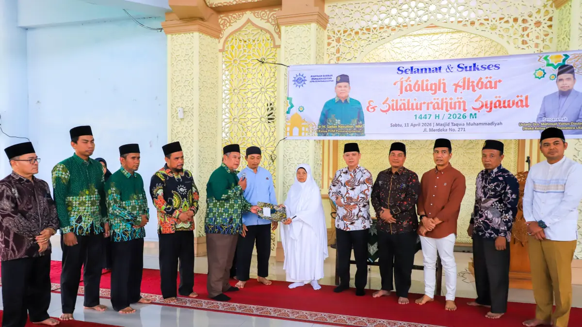 Suasana Tabligh Akbar dan Silaturahmi Syawal yang digelar PD Muhammadiyah Kota Pematangsiantar di Masjid Taqwa, Sabtu (11/4/2026).