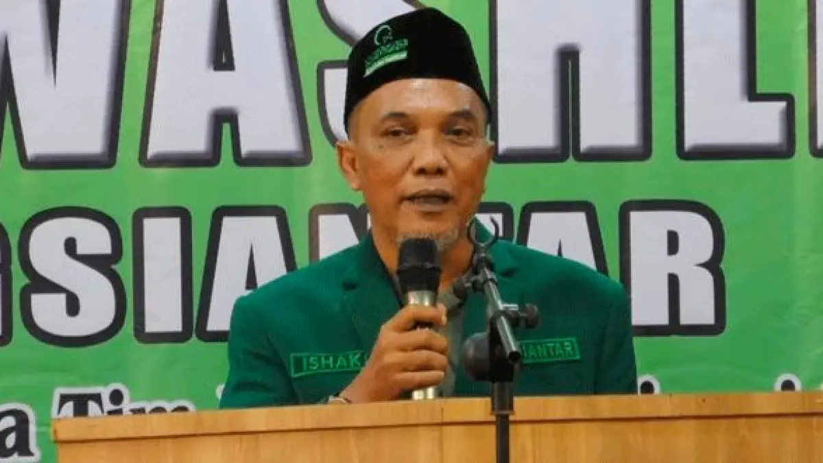 Ketua PD Al Jam’iyatul Washliyah Pematangsiantar terpilih Ishak Hutasuhut usai Musda IX di Siantar Hotel, Sabtu (11/4).