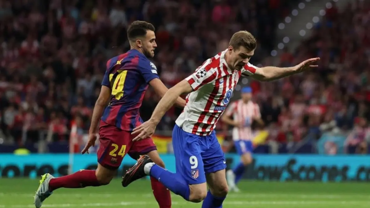 Pemain Atletico Madrid merayakan kelolosan ke semifinal Liga Champions usai menyingkirkan Barcelona dengan agregat 3-2 di Stadion Metropolitano.