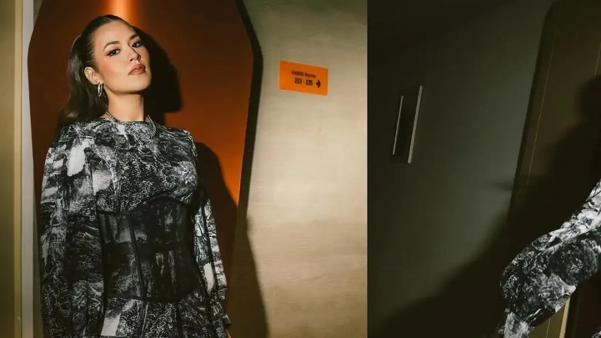 Penyanyi Raisa Andriana saat menghadiri konferensi pers terkait perannya sebagai juri dalam kompetisi tari Pagelaran Sabang Merauke di Jakarta.