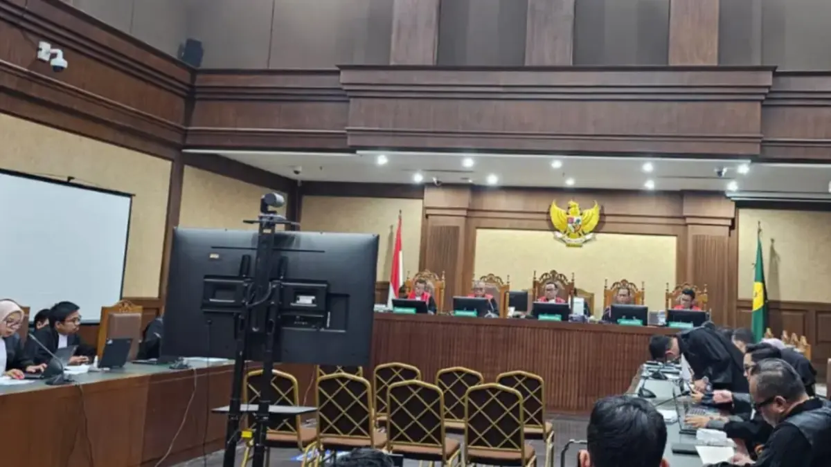 Suasana sidang praperadilan terkait penetapan tersangka pencurian sawit TBS oleh Polres Padang Lawas yang dilaporkan PT Barapala di Pengadilan Negeri Sibuhuan, Kamis (23/4/2026).