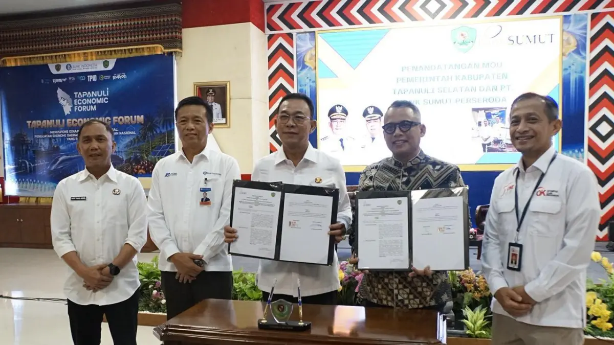Kepala Perwakilan Bank Indonesia Sibolga Riza Putera, Dirut Bank Sumut Heru Mardiansyah dan Bupati Tapsel Gus Irawan Pasaribu.