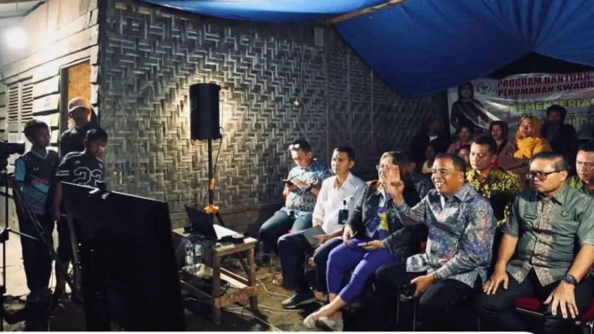 Bupati Karo Antonius Ginting mengikuti peluncuran Program BSPS Pulau Sumatera 2026 secara daring di Desa Manuk Mulia, Kecamatan Tigapanah, Kabupaten Karo.