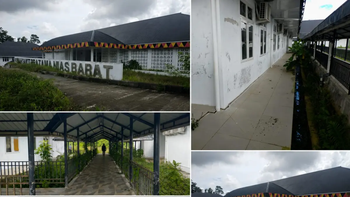 Kondisi RS Lologolu Kabupaten Nias Barat, Sumatera Utara, area halaman rumah sakit dipenuhi rumput liar setinggi hampir satu meter. Sejumlah bagian bangunan mulai mengalami kerusakan, mulai dari lantai yang kotor, retakan pada dinding dan lantai, hingga kaca jendela yang pecah.