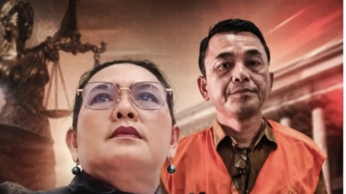 Pdt. Ospina J. Sitohang bersama suaminya, Fitri Agus Karokaro, mantan Kadis Sosial Samosir yang kini menjadi tersangka dugaan korupsi dana bansos korban banjir.