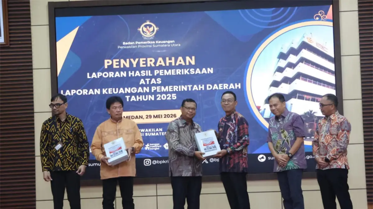 Bupati Tapsel Gus Irawan Pasaribu menerima Opini WTP dari BPK RI Perwakilan Provinsi Sumut atas LKPD tahun anggaran 2025.