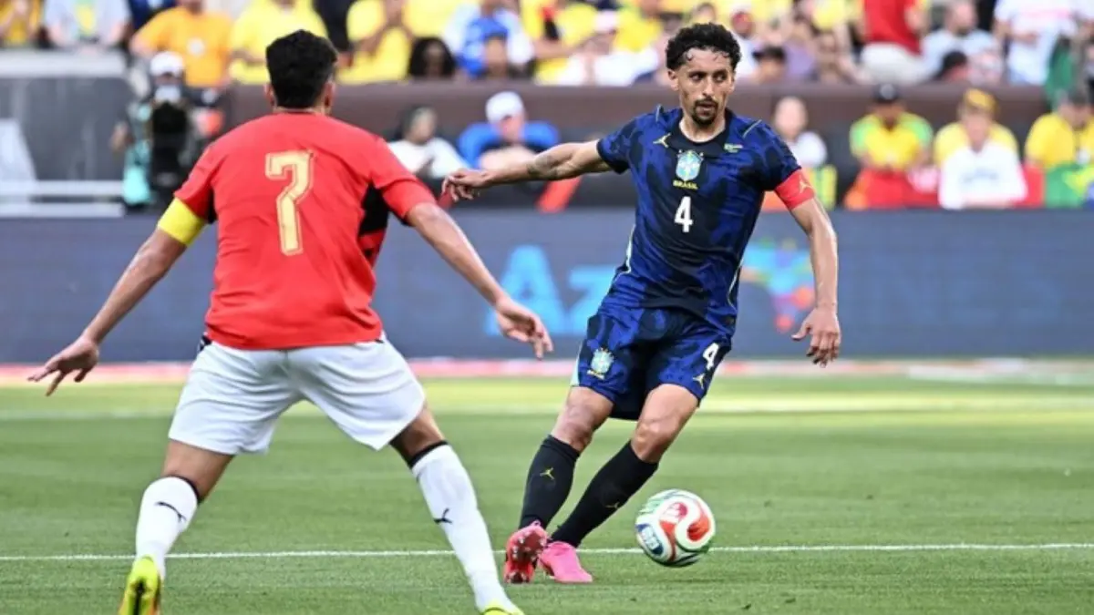 Bruno Guimaraes mencetak gol pembuka Brasil saat menghadapi Mesir dalam laga uji coba terakhir jelang Piala Dunia 2026 di Cleveland, Ohio.