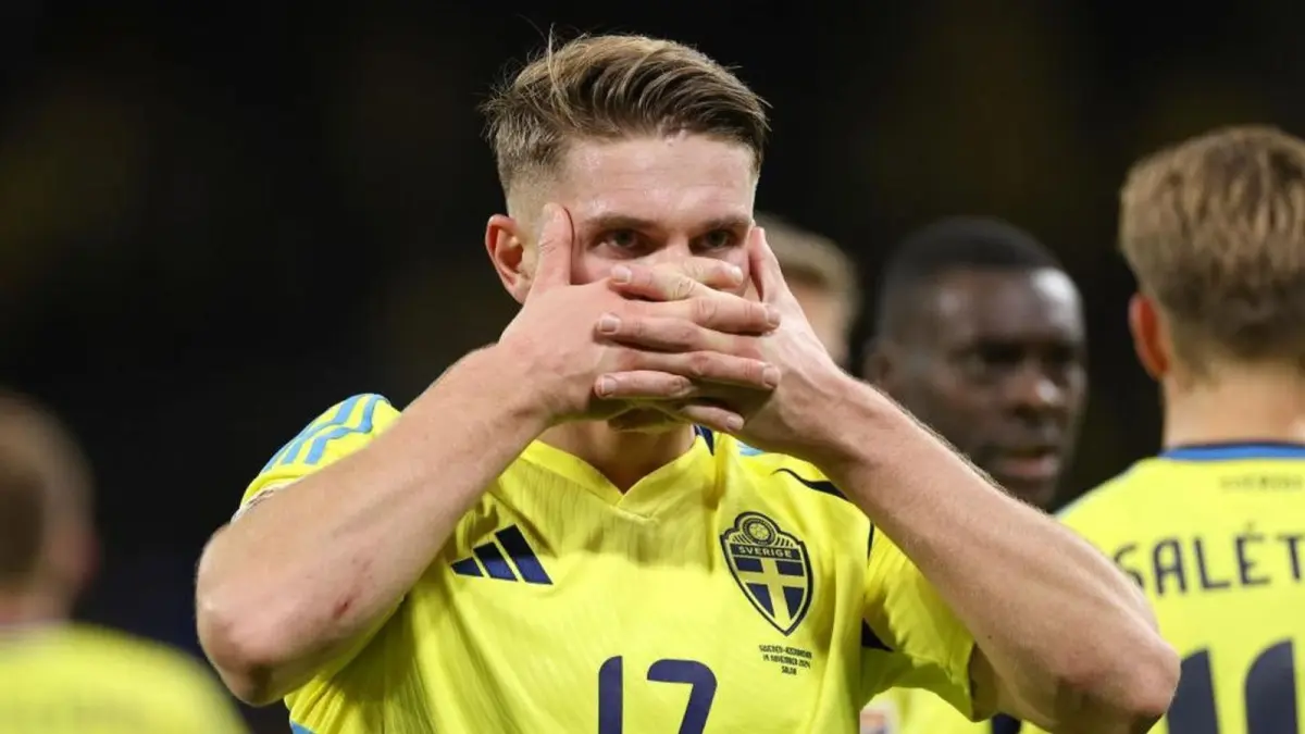 Viktor Gyokeres saat memperkuat Timnas Swedia. Meski meraih hasil kurang memuaskan menjelang Piala Dunia 2026, Swedia tetap optimistis mampu tampil kompetitif di fase grup.