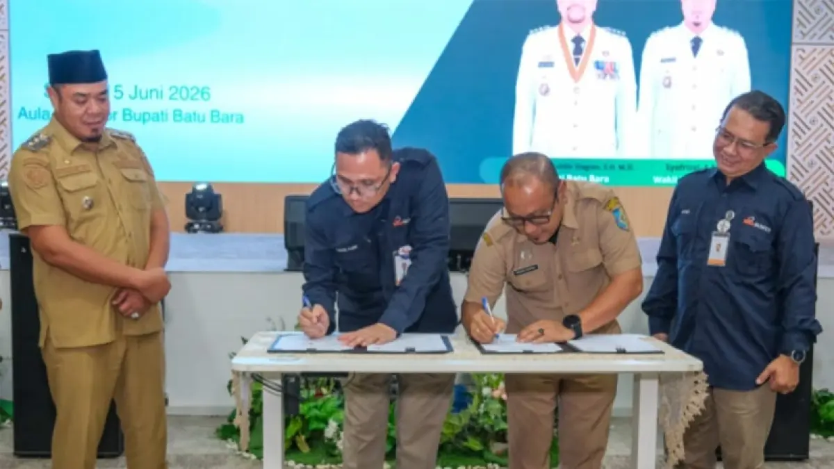 Penandatanganan Perjanjian Kerja Sama antara Dinas Pertanian dan Perkebunan Kabupaten Batu Bara dengan PT Bank Sumut Cabang Lima Puluh.