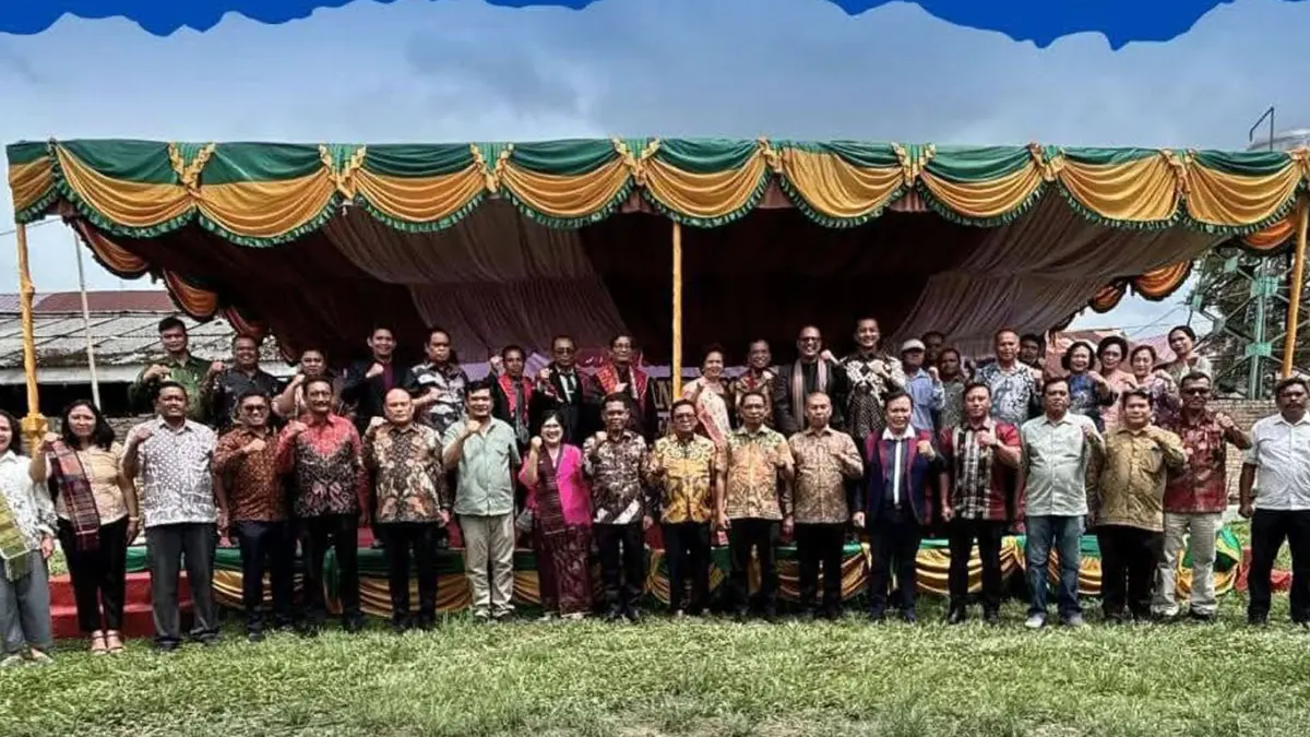 Bupati Karo Antonius Ginting menghadiri Pesta Pengumpulan Dana Pembangunan Gedung Gereja GBKP Perpulungen Barusjulu di Tanjung Barus, Kecamatan Barusjahe, Minggu (14/6/2026).
