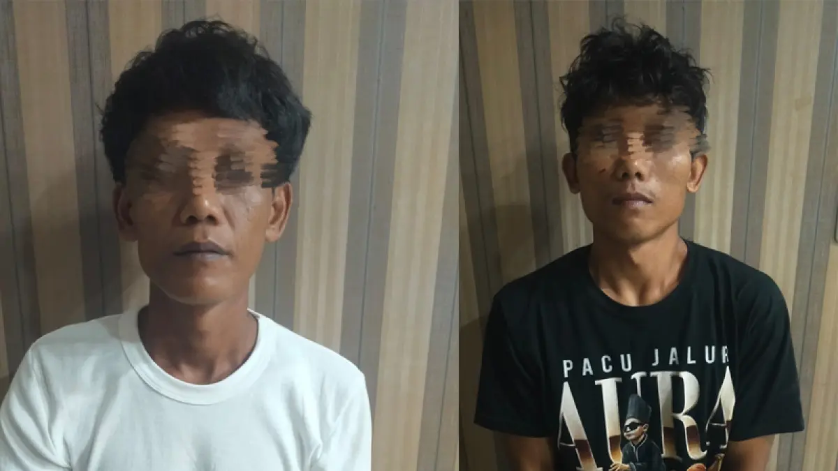 Kedua pelaku yang dimankan aparat kepolisian.