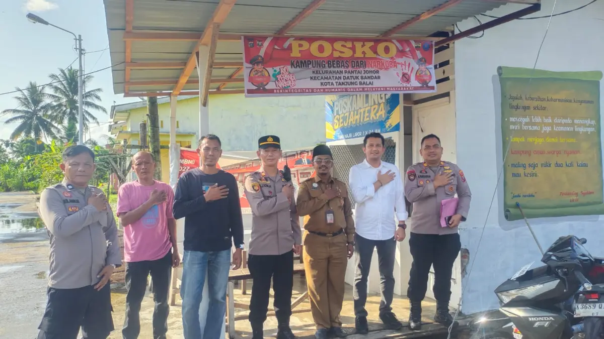  Tim Polres Tanjungbalai melakukan penilaian Posko Kampung Bebas Dari Narkoba (KBDN) di salah satu wilayah hukum Polsek jajaran, Senin (15/6/2026). 