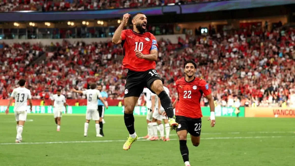 M Salah merayakan golnya.