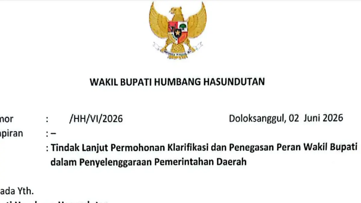 Petikan Surat Wabup Humbahas Yunita Rebeka Marbun ke Bupati Oloan Paniaran Nababan.&nbsp;