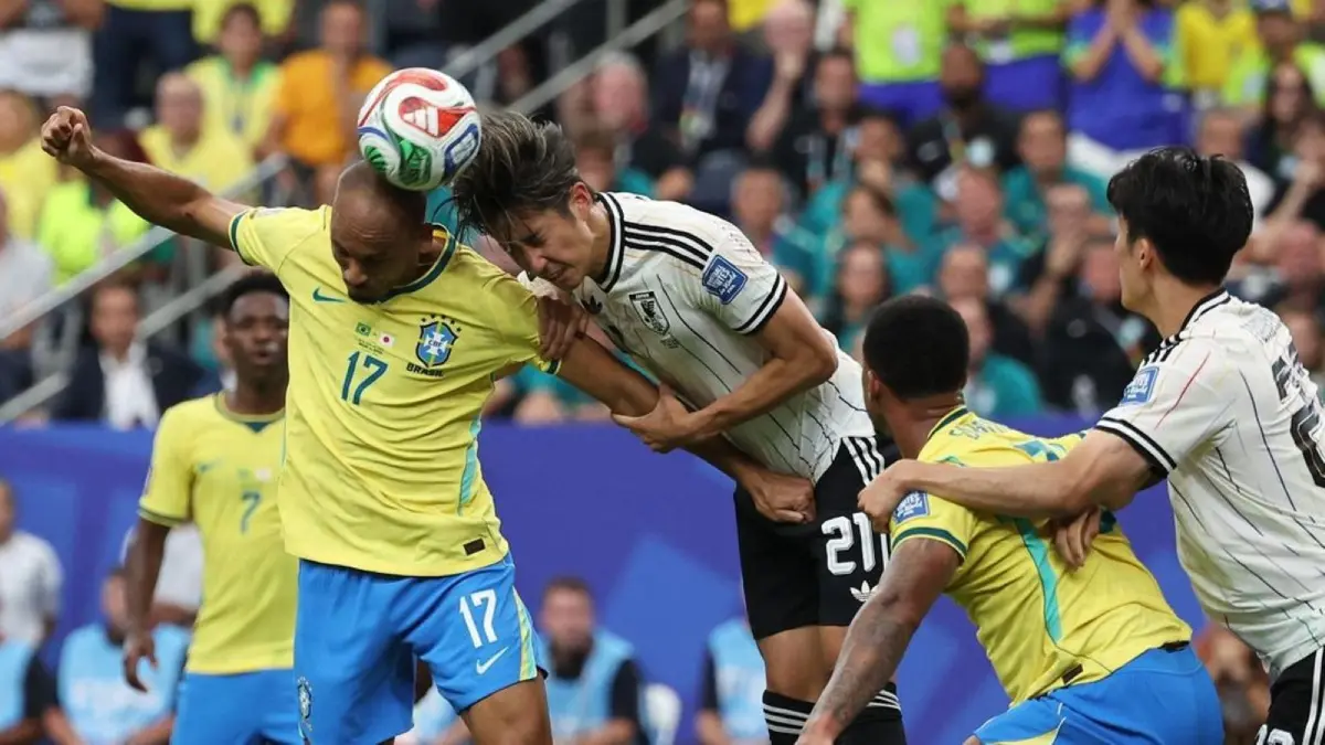 Pemain Jepang saat menghadapi Brasil pada babak 32 besar Piala Dunia 2026 di Houston Stadium.