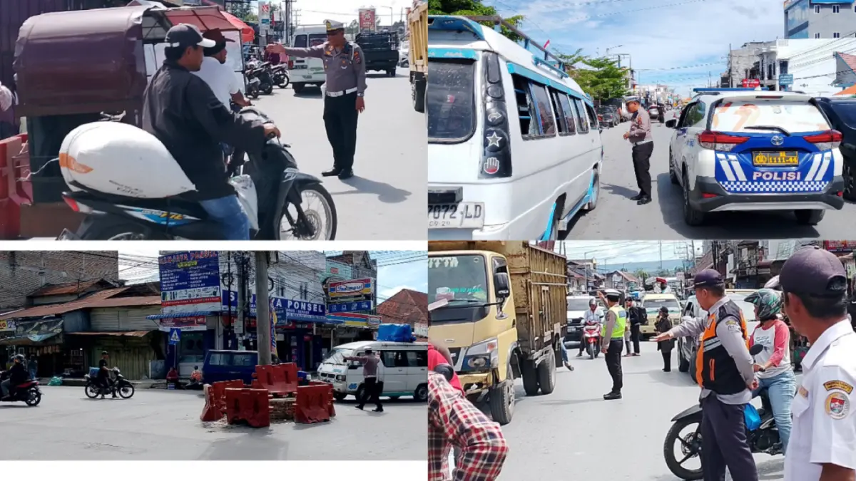 Petugas Polantas Humbahas Berikan Pelayanan Prima Kepada Masyarakat Dengan Mengatur Lalulintas, Jumat (03/07/2026).