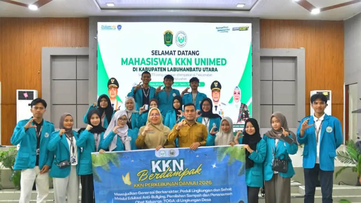 Wakil Bupati Dr. H. Samsul Tanjung menyambut 373 mahasiswa Kuliah Kerja Nyata (KKN) Universitas Negeri Medan Tahun Ajaran 2026.