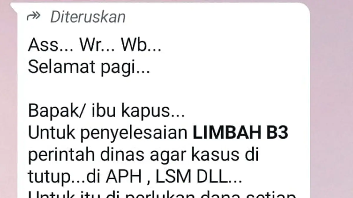 Pesan singkat yang beredar di kalangan Kepala Puskesmas di Asahan.