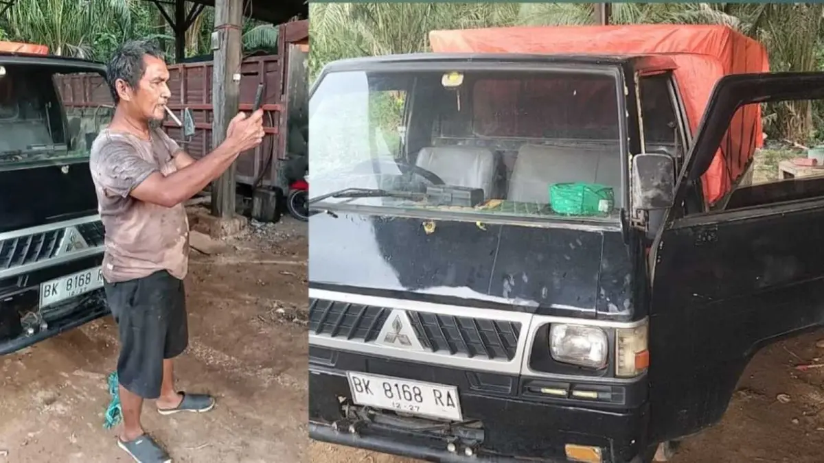 Mobil Mitsubishi L300 yang diduga mengangkut BBM jenis solar ditemukan di sebuah gudang sebelum simpang Desa Aek Garut, Tapteng.&nbsp;