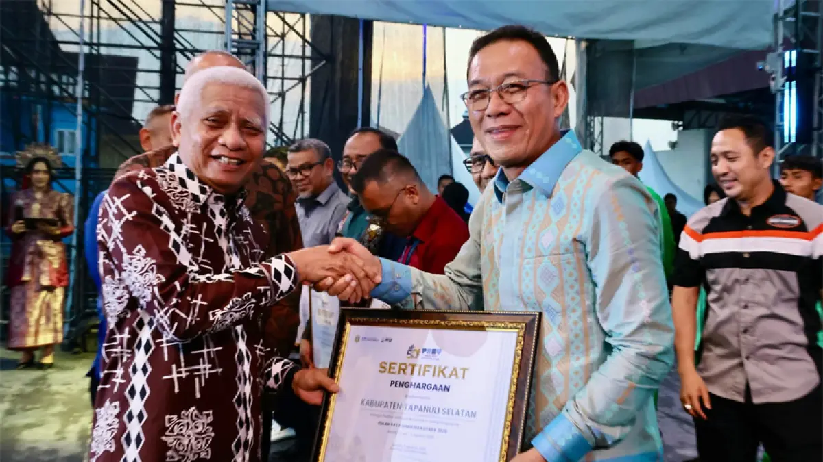 Kabupaten Tapanuli Selatan (Tapsel) menerima tiga penghargaan di Arena PRSU ke- 50 tahun 2026 di Medan, Minggu (2/8/2026)