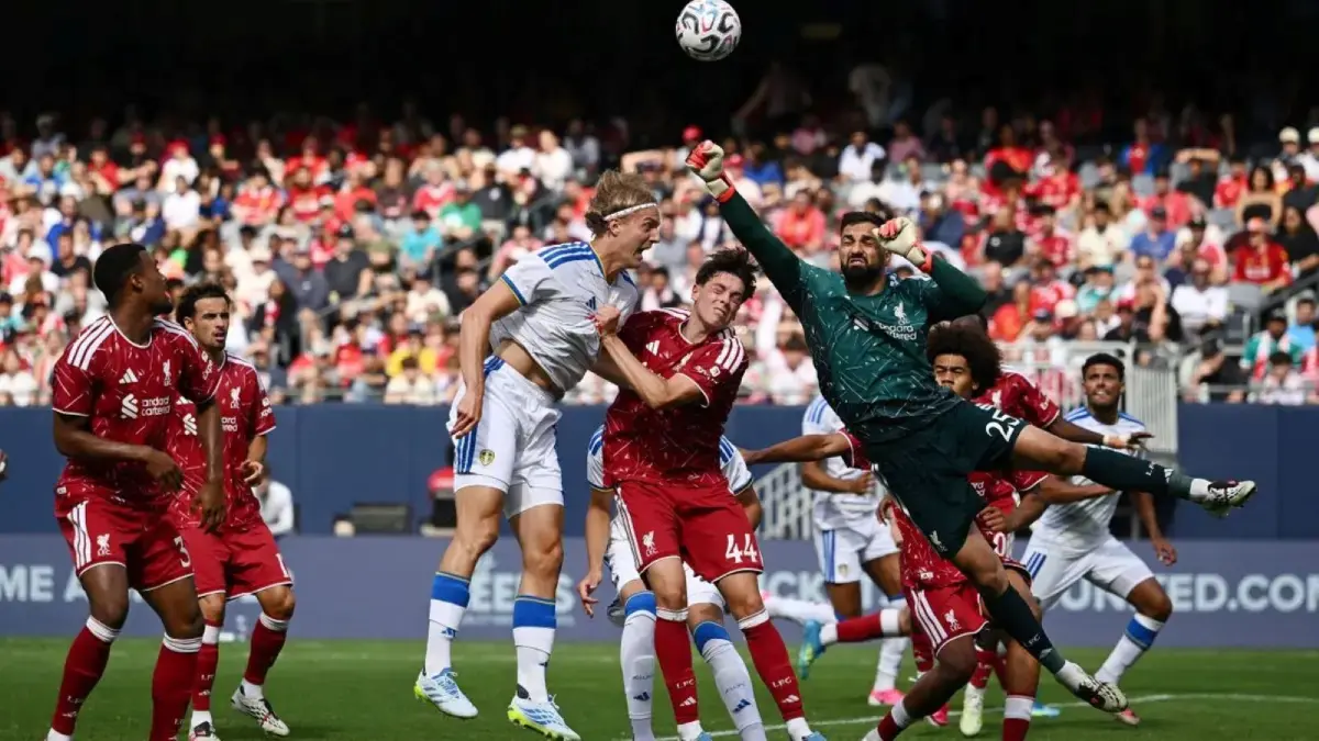 Liverpool saat laga uji coba melawan Leeds United di Chicago. 