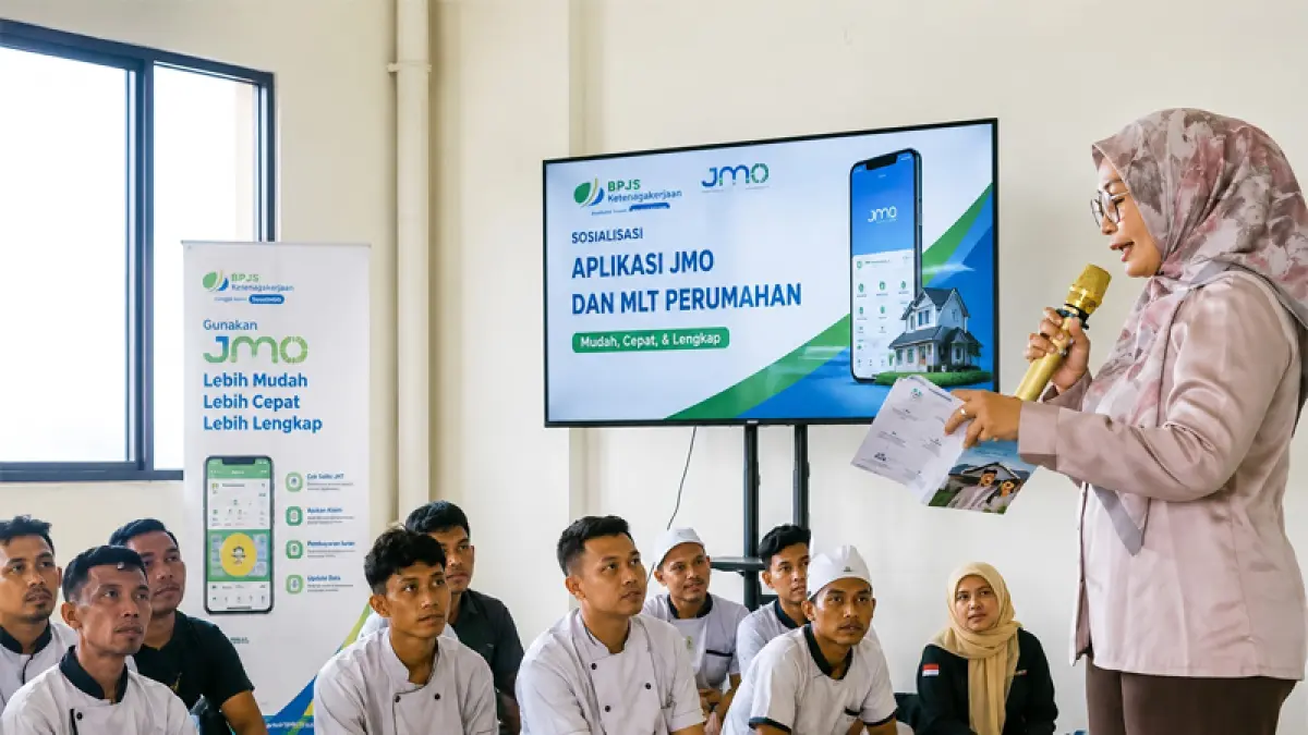 BPJS Ketenagakerjaan Cabang Binjai mengedukasi pekerja di Mawar Bakery, Jalan Setia Budi, Binjai.
