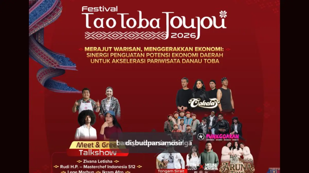 Festival Tao Toba Jou-Jou 2026 di Waterfront Pangururan, Samosir, akan menjadi ajang promosi UMKM, budaya Batak, dan pariwisata kawasan Danau Toba.