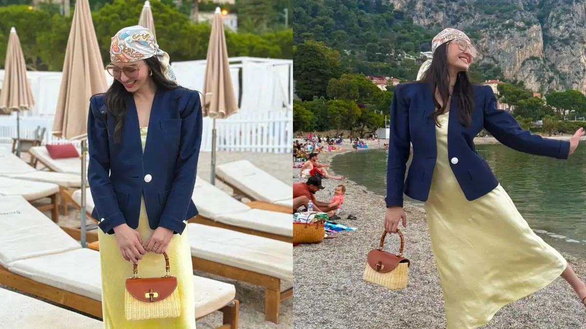 Raline Shah menikmati suasana sunset di Saint-Tropez, Prancis, dengan gaya kasual elegan.