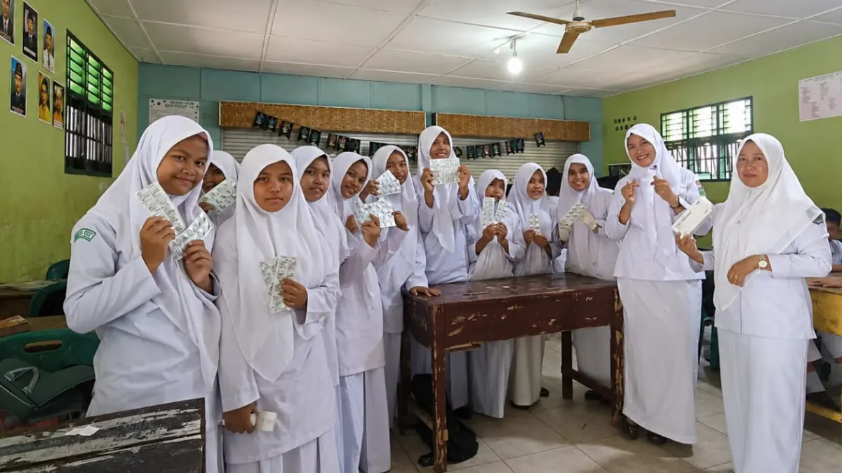 UPTD Puskesmas Kampung Pajak melaksanakan kegiatan penjaringan kesehatan bagi peserta didik di MTs/MA Al Amin, Desa Kampung Pajak, Kecamatan Na IX-X.