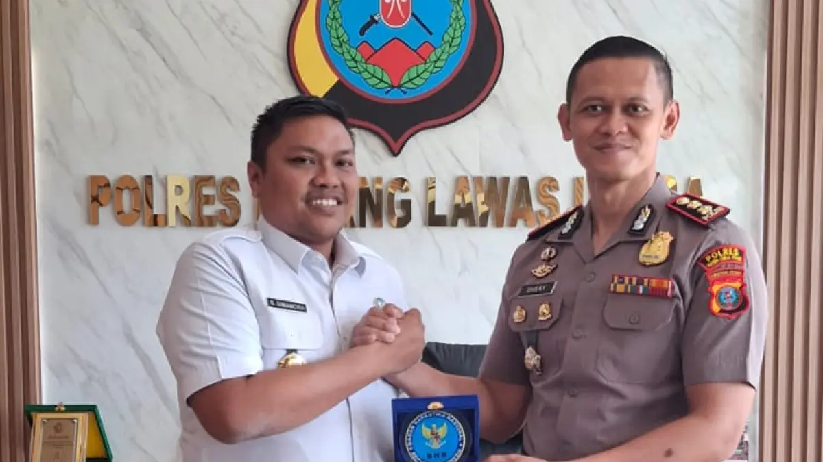 Kapolres Paluta, AKBP Dhery Fajariandono menerima audiensi Kepala BNNK Tapsel, James Richard Sidabutar dan jajaran, Rabu (12/8/2026).
