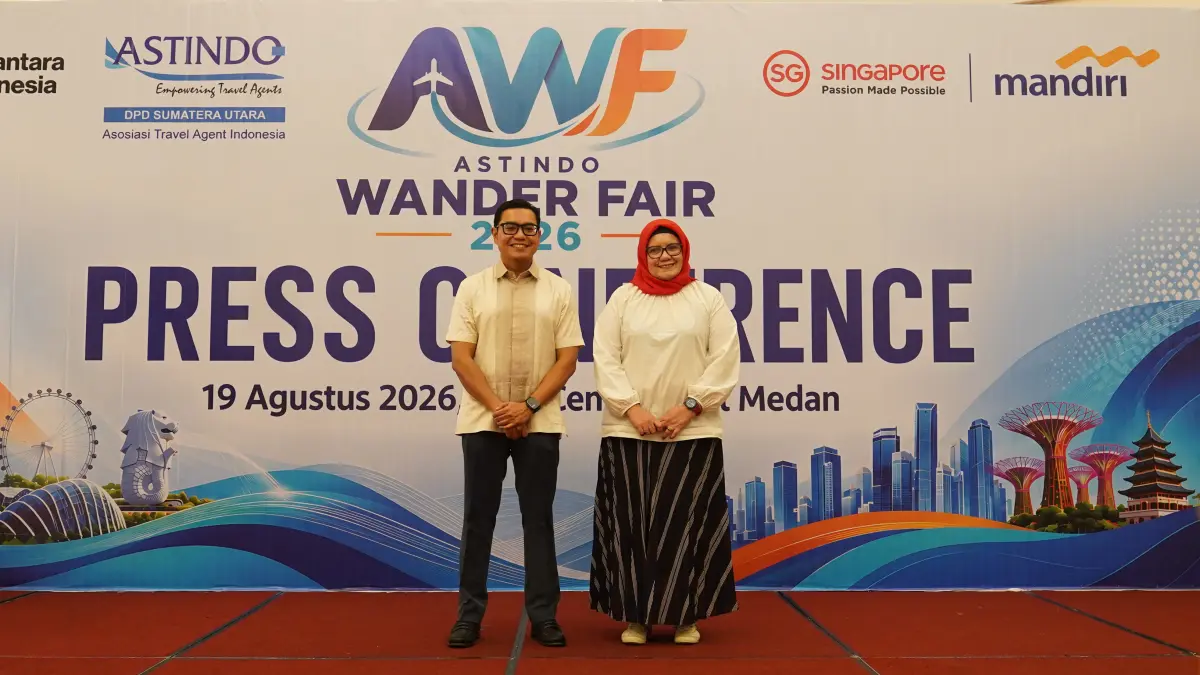 Singapore Tourism Board dan ASTINDO menggelar ASTINDO Wander Fair 2026 di Mall Centre Point Medan, 20–23 Agustus 2026, menawarkan paket wisata dan promo perjalanan ke Singapura.
