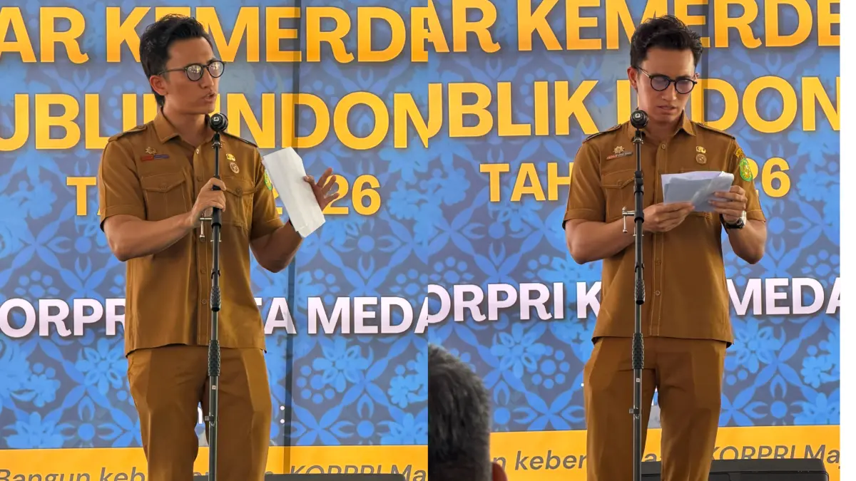 Mhd. Ariq Luthfi Siregar dari Dinas Kominfo Kota Medan meraih Juara II Lomba Pidato POV Wali Kota Medan di Taman Cadika, Sabtu (22/8/2026).