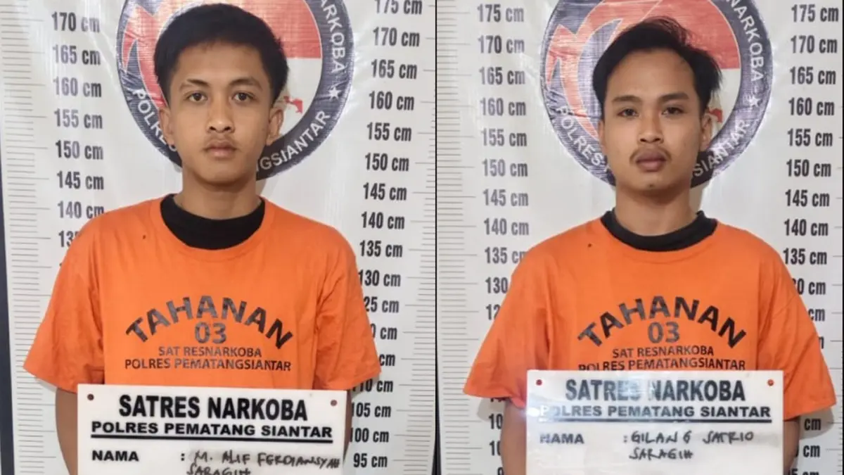 MAFS dan GSS diamankan Sat Resnarkoba Polres Pematangsiantar dalam penggerebekan kos di Jalan Kaveleri.