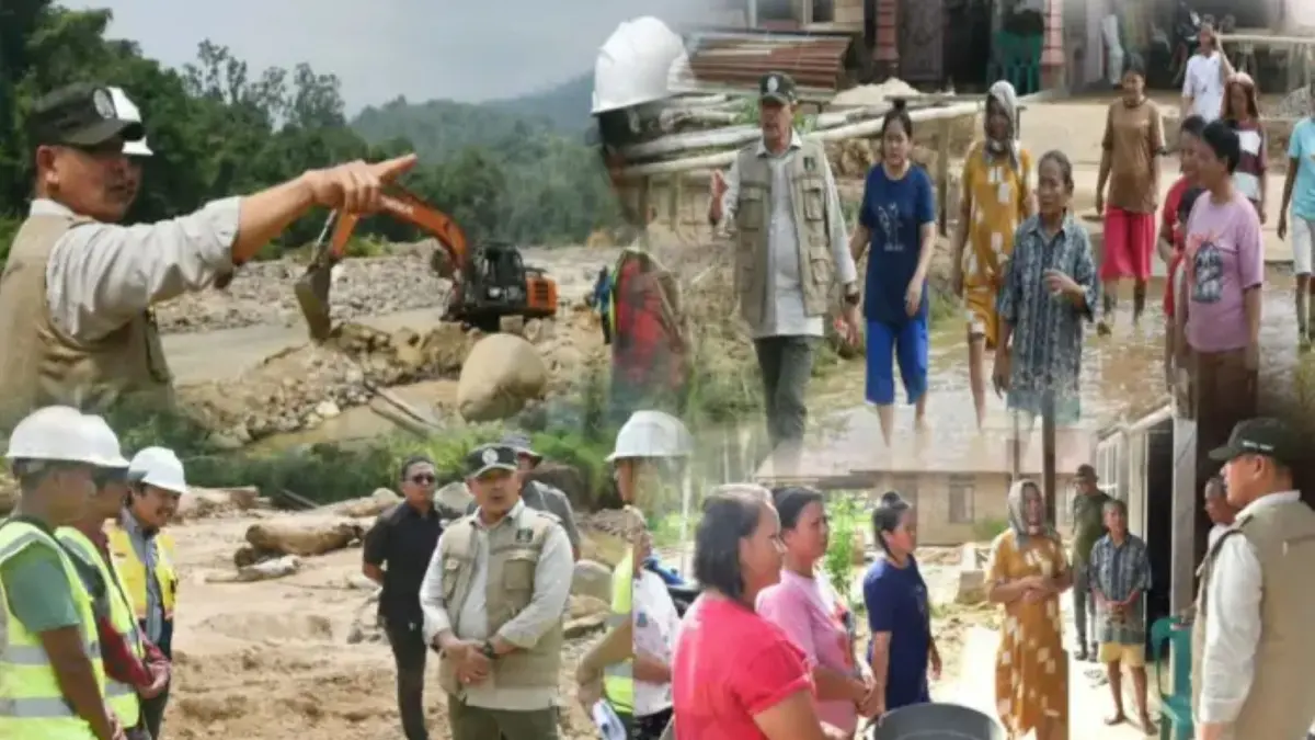 TINJAU BANJIR&nbsp; &nbsp;Wakil Bupati Tapteng Mahmud Efendi meninjau penanganan banjir di Badiri dan berdialog langsung dengan warga terdampak.