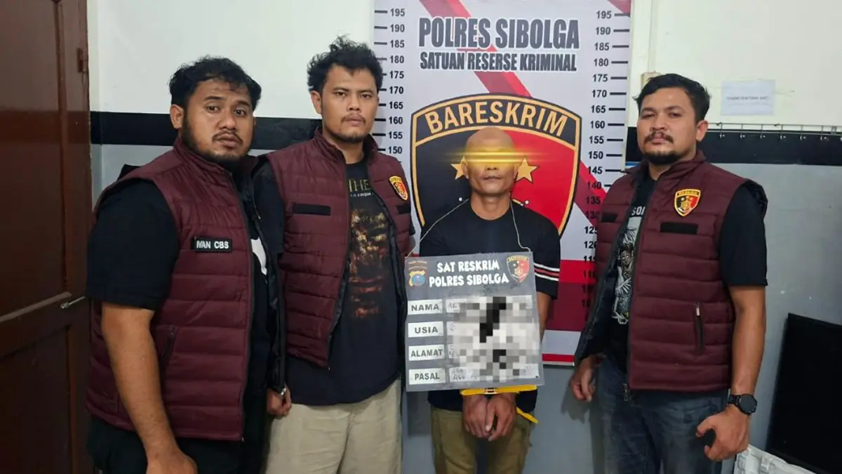 Terduga pelaku pembunuhan, AN (33), diamankan personel Polres Sibolga setelah melarikan diri ke wilayah Pinang Sori, Tapteng.