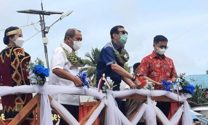 Menteri Hukum dan Hak Azasi Manusia (Menkumham) Yasona H Laoly meresmikan kapal Wira Nauli yang melayani rute Gunungsitoli-Sibolga  Jumat, 28 Januari 2022.