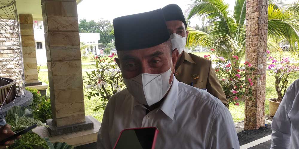Gubsu Edy Rahmayadi saat diwawancarai wartawan, Selasa (22/3/2022).