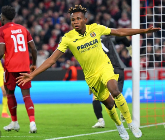 Samuel Chukwueze rayakan gol untuk Villareal.